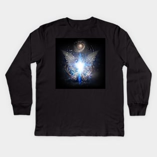 Bright star with white angel wings Kids Long Sleeve T-Shirt